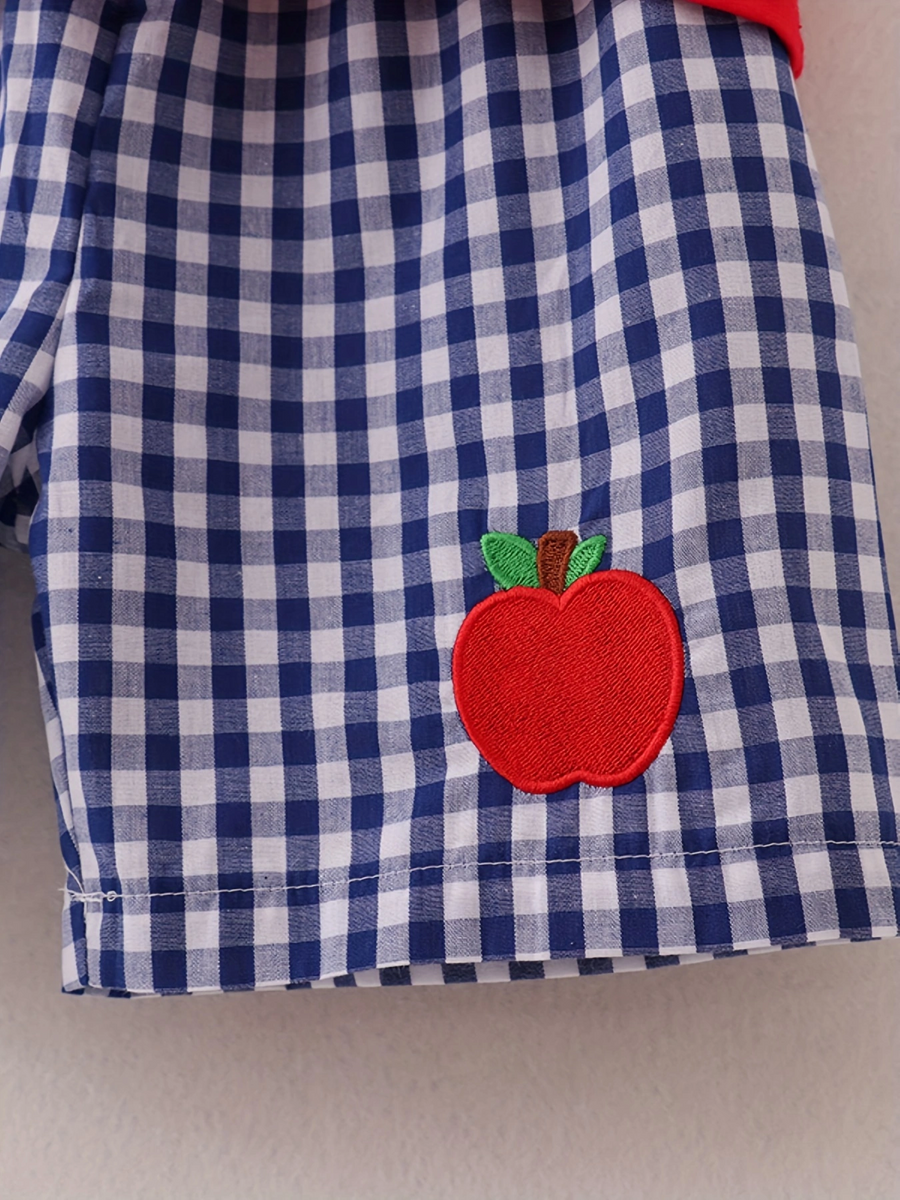 Back to school season boy's Apple Smocking Embroidery Set