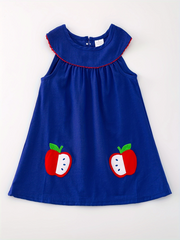 Back To School Girls Apple Applique Dress