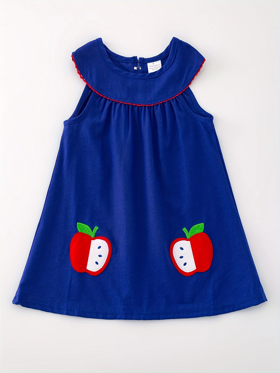 Back To School Girls Apple Applique Dress