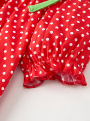 Christmas Cheer: Red Holiday Girls Dress with Cute Embroidery