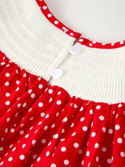 Christmas Cheer: Red Holiday Girls Dress with Cute Embroidery