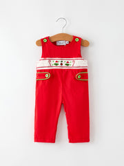 Christmas Cheer: Red Holiday Baby Boys Romper with Cute Embroidery