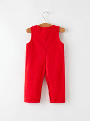 Christmas Cheer: Red Holiday Baby Boys Romper with Cute Embroidery