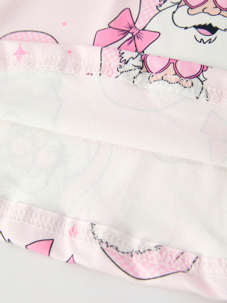 Christmas Pink Santa Claus Print Girls Dress