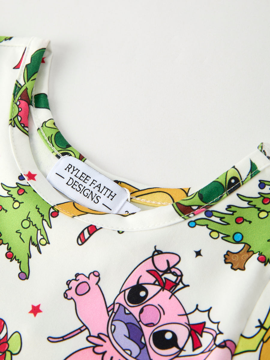 Christmas Girls Dress with Tree and Characters