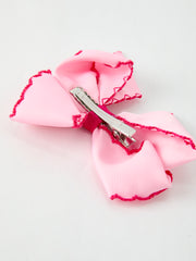 Christmas Santa Claus Pink Bow 4.1 Inch Hairpin