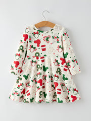 Christmas Character Sweet Balloon Print Girls Dress