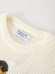 Winter Christmas Girls Character Sequins Pullover Sweater