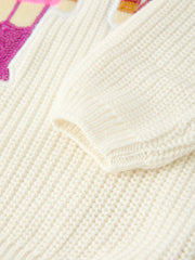 Winter Christmas Girls Character Sequins Pullover Sweater