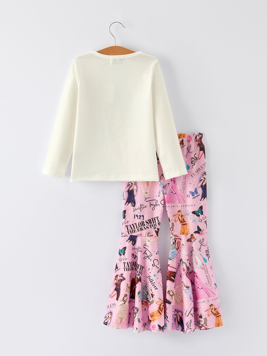 Purple TS Print Girls Milk Silk Outfits：Musical Journey in Style