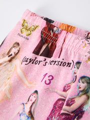 Purple TS Print Girls Milk Silk Outfits：Musical Journey in Style