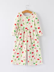 Christmas Light Bulb Print Baby Girls Jumpsuit: Cozy and Festive