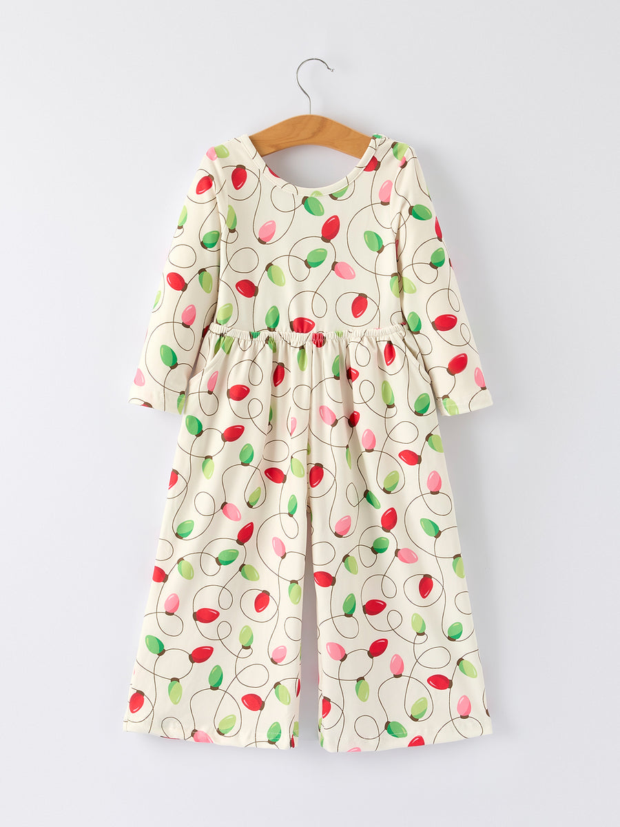 Christmas Light Bulb Print Baby Girls Jumpsuit: Cozy and Festive