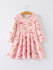 Christmas Ts Twirly  Print Girls Milk Silk Dress