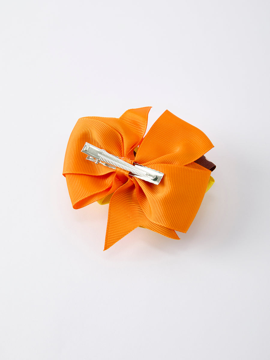 Thanksgiving Turkey Hair Bow: Yellow and Orange Ribbon Decoration