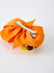 Thanksgiving Turkey Hair Bow: Yellow and Orange Ribbon Decoration