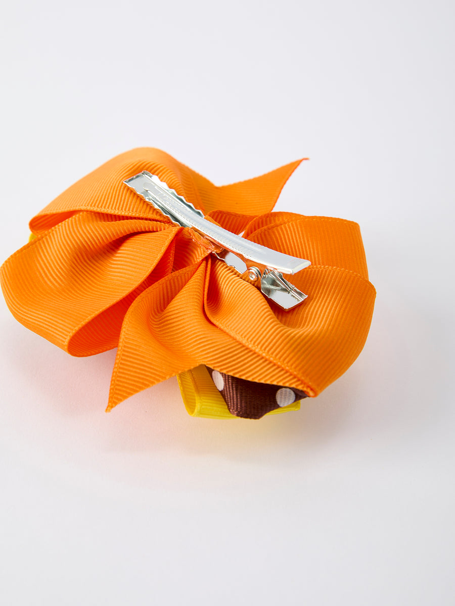 Thanksgiving Turkey Hair Bow: Yellow and Orange Ribbon Decoration