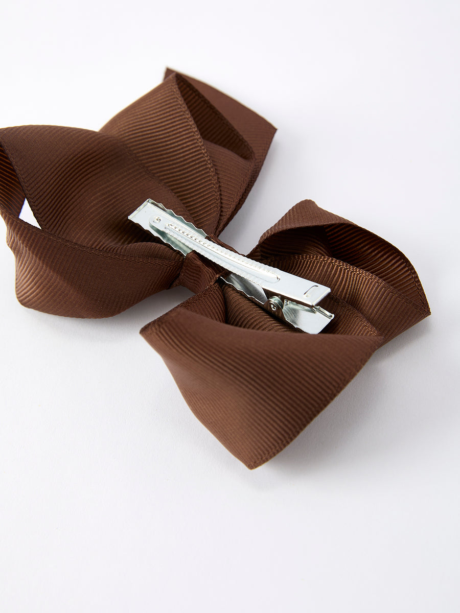 Thanksgiving Turkey Face Hair Bow: Brown Ribbon Decoration