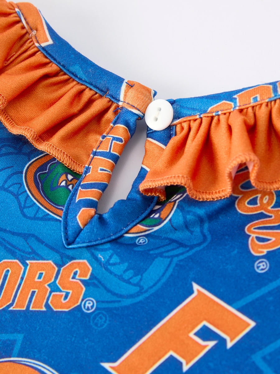 Blue and Orange Bow Sports Girls Dress