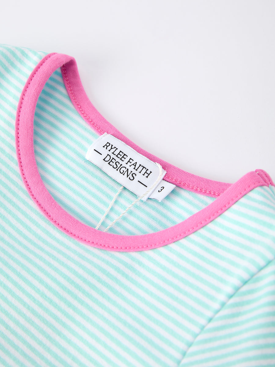 Holiday Fun Set: Striped Dress with Santa Pockets