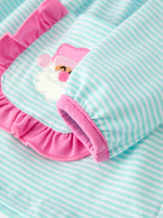 Holiday Fun Set: Striped Dress with Santa Pockets