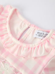 Christmas Pink Cute Bow Plaid Baby Romper: Soft and Comfortable