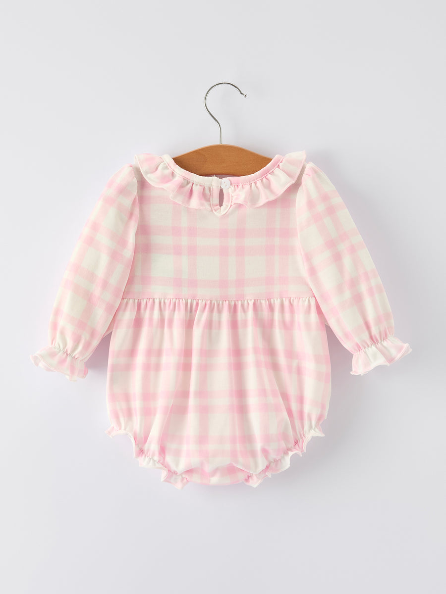 Christmas Pink Cute Bow Plaid Baby Romper: Soft and Comfortable