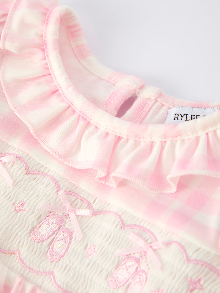 Christmas Pink Cute Bow Plaid Baby Romper: Soft and Comfortable