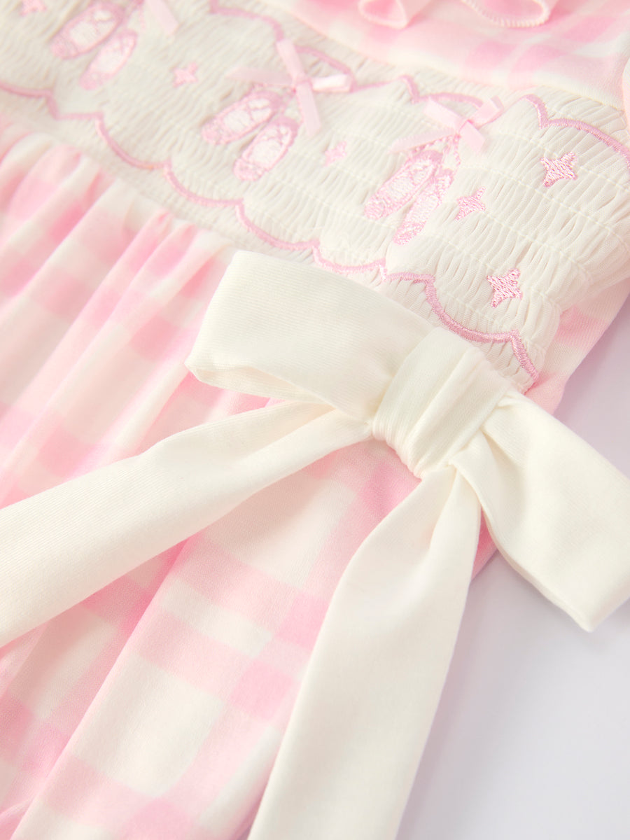 Christmas Pink Cute Bow Plaid Baby Romper: Soft and Comfortable