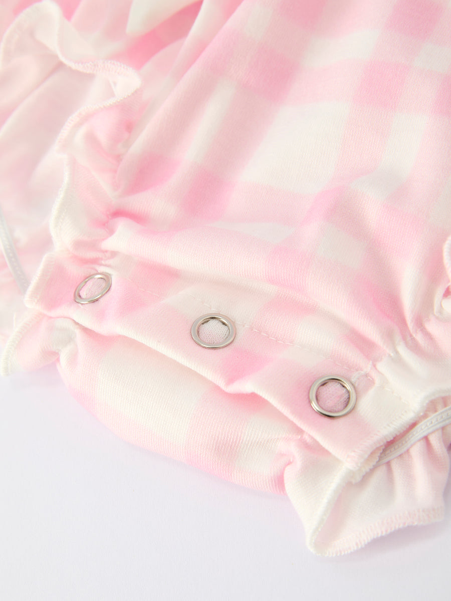 Christmas Pink Cute Bow Plaid Baby Romper: Soft and Comfortable