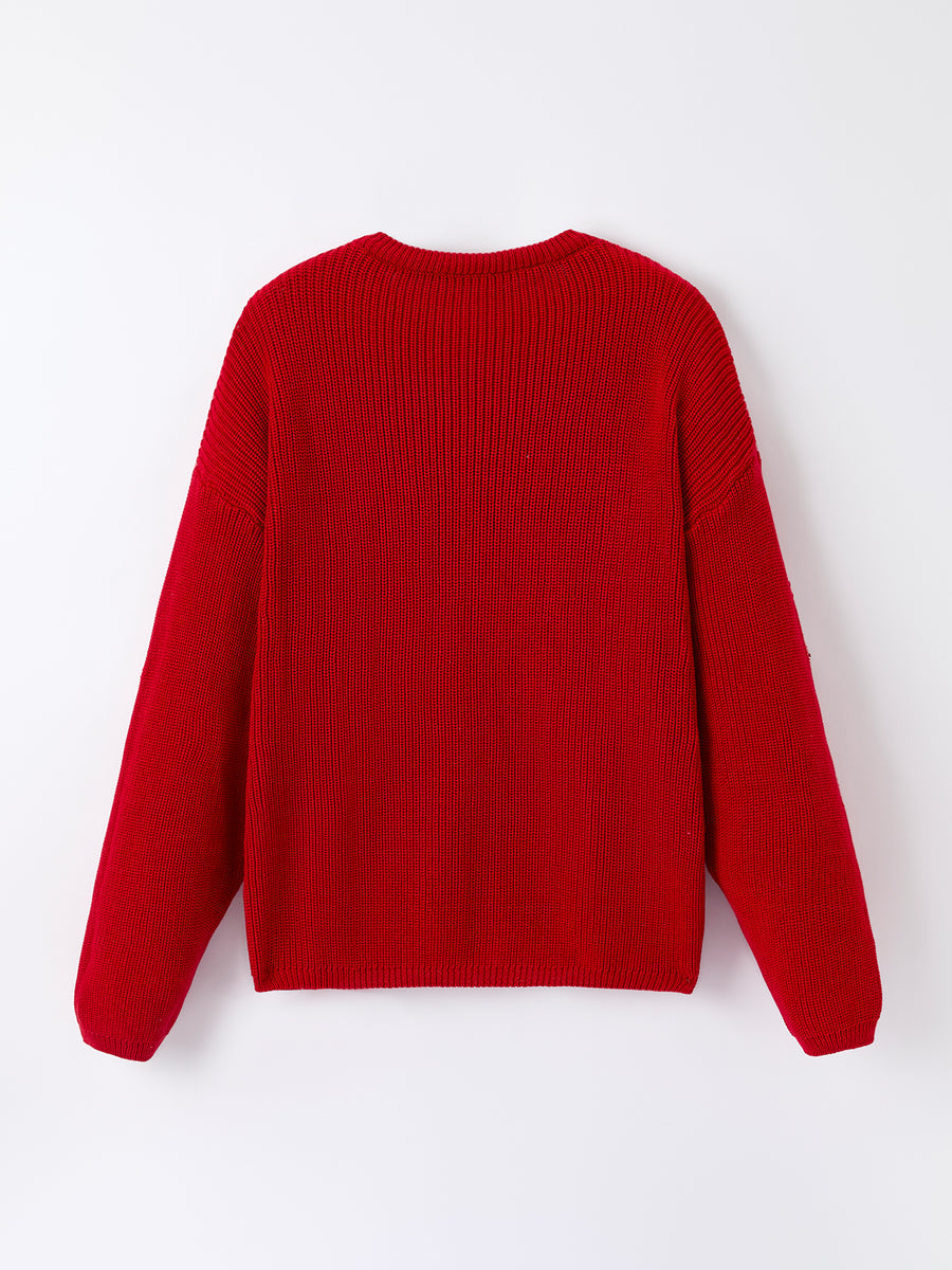 Mom and Me Winter Christmas Red "merry" Pullover Sweater