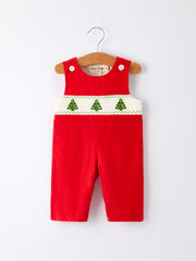 Christmas Baby Boys Romper: Adorable Green Christmas Tree Embroidery