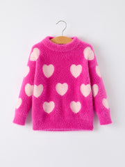 Pink Mommy & Me Heart Print Knit Pullover Sweater
