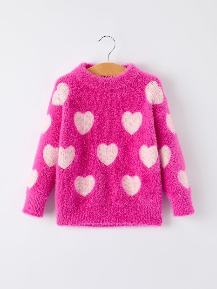 Pink Mommy & Me Heart Print Knit Pullover Sweater