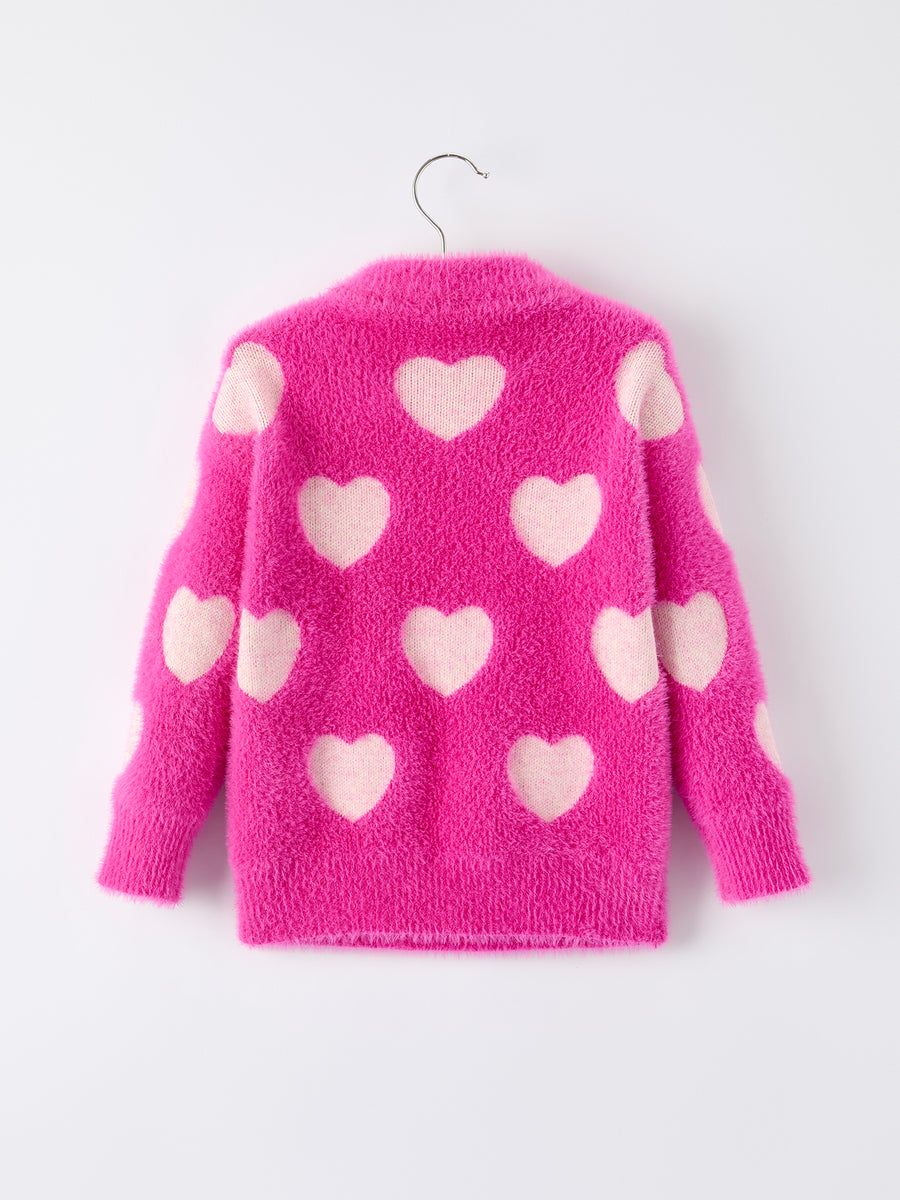 Pink Mommy & Me Heart Print Knit Pullover Sweater