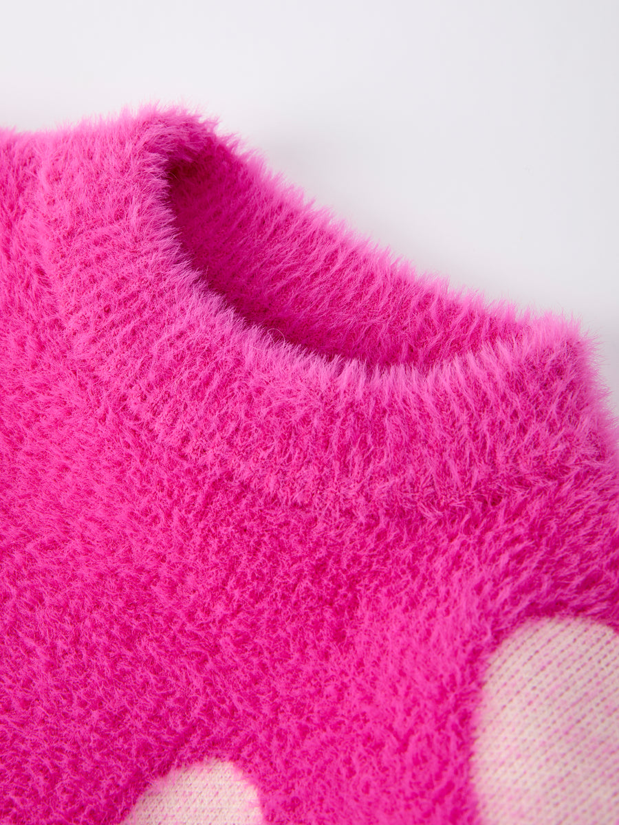 Pink Mommy & Me Heart Print Knit Pullover Sweater