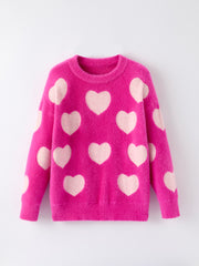 Pink Mommy & Me Heart Print Knit Pullover Sweater