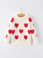 White Mommy & Me Heart Print Knit Pullover Sweater