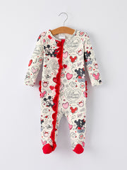 Cute Baby Girls Romper – Red & White Valentine Baby Pajamas