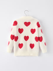 White Mommy & Me Heart Print Knit Pullover Sweater