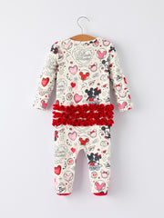 Cute Baby Girls Romper – Red & White Valentine Baby Pajamas