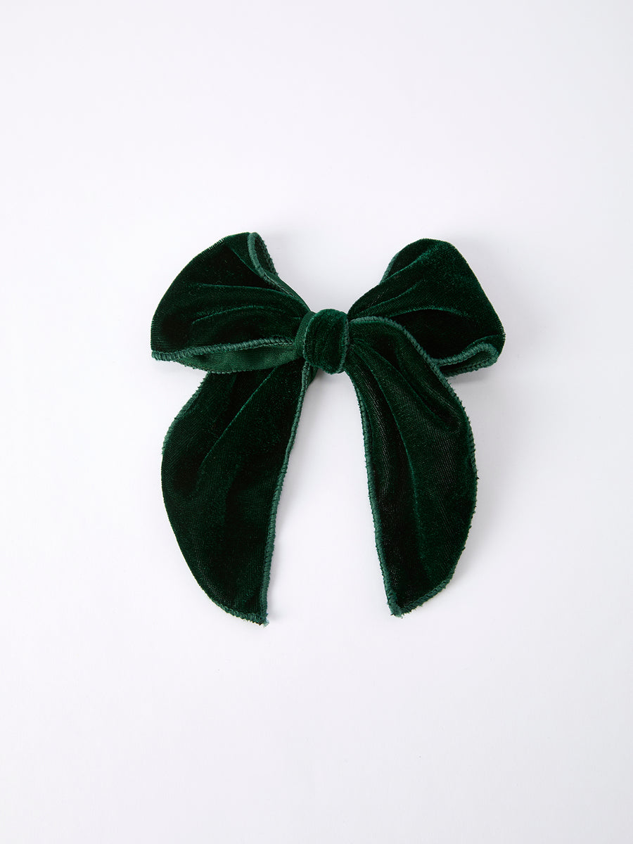 Christmas Velvet Green Bow Hair Clip