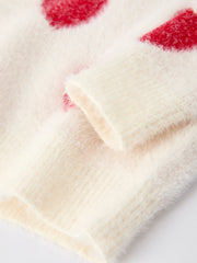 White Mommy & Me Heart Print Knit Pullover Sweater