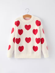White Mommy & Me Heart Print Knit Pullover Sweater