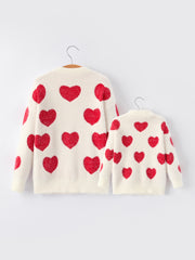 White Mommy & Me Heart Print Knit Pullover Sweater