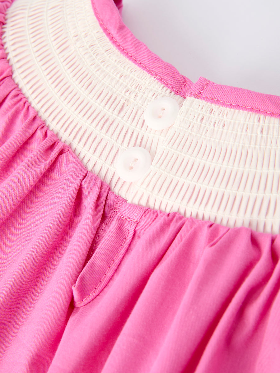 Christmas Pink Christmas Smocked Embroidery Tree Baby Girls Dress