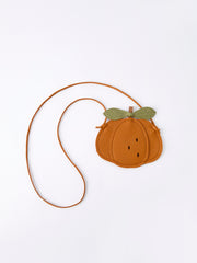Fall Thanksgiving Halloween Pumpkin Shaped Crossbody Bag with Leaf Detail