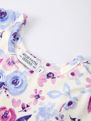 Christmas Purple Floral Baby Girl Dress with Long Sleeves