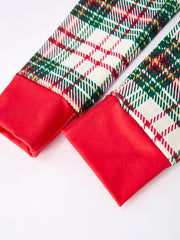 Mommy & Me Christmas Plaid Girls Pajamas Set with Long Sleeves and Red Cuffs