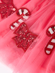 Christmas Candy Cane & Bow Sequin Tutu Skirt for Girls